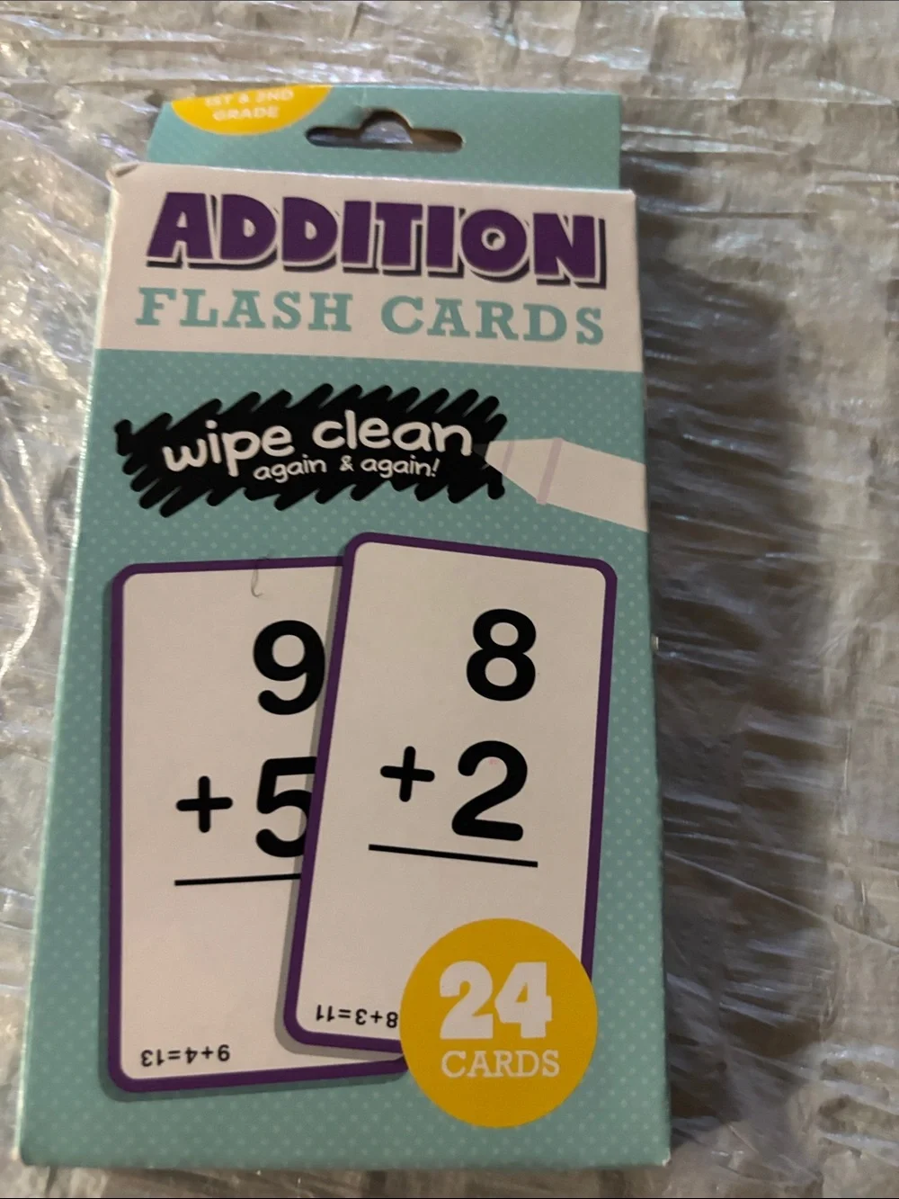 Wipe-Clean Addition Flash Cards for Kids - Teal & Purple